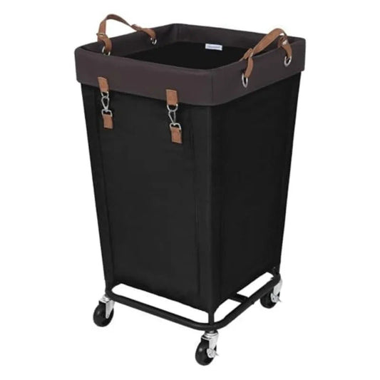 Large Wheeled Laundry Basket Household Storage Basket in Black