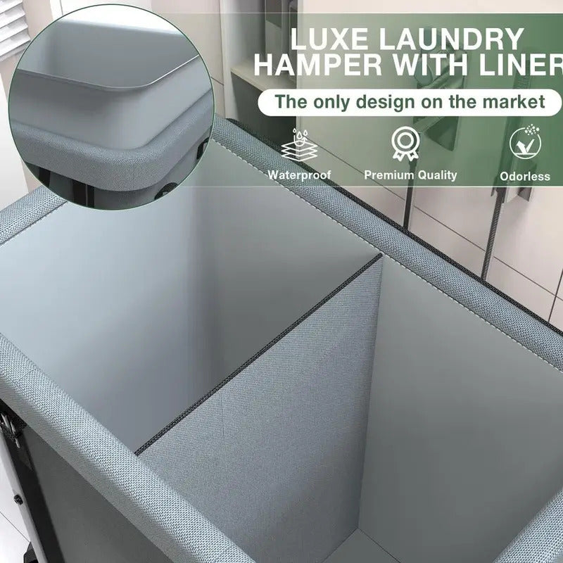 190L Large Capacity Laundry Basket with Wheels in Bronze