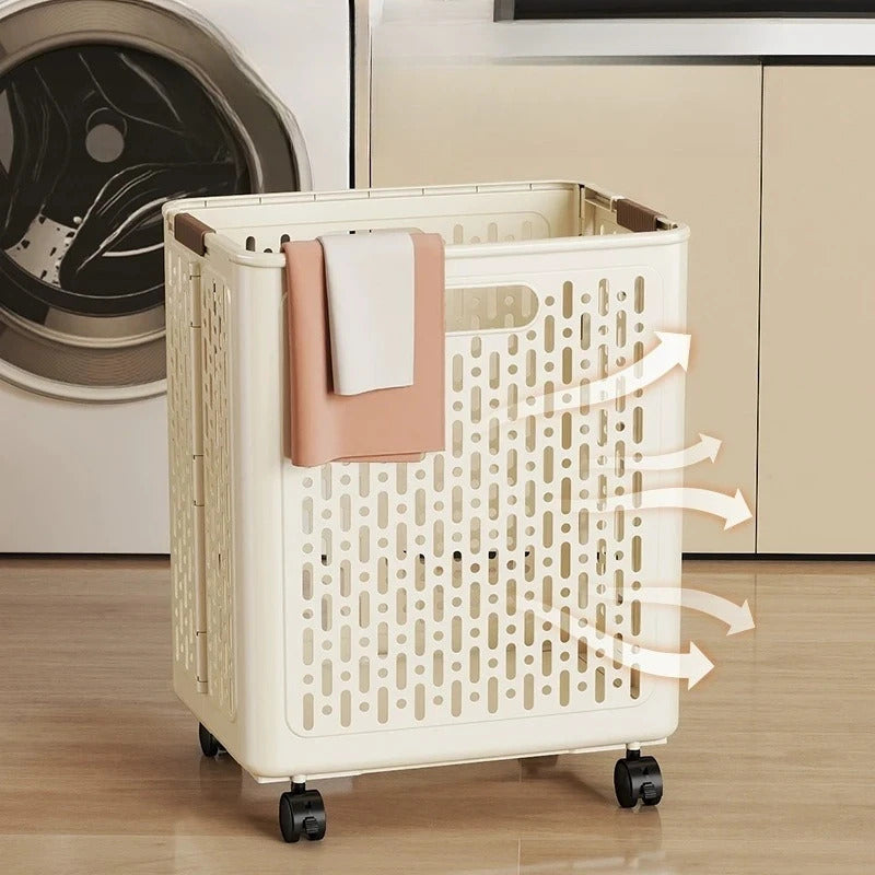 Foldable Dirty Laundry Storage Basket with Optional Wheels