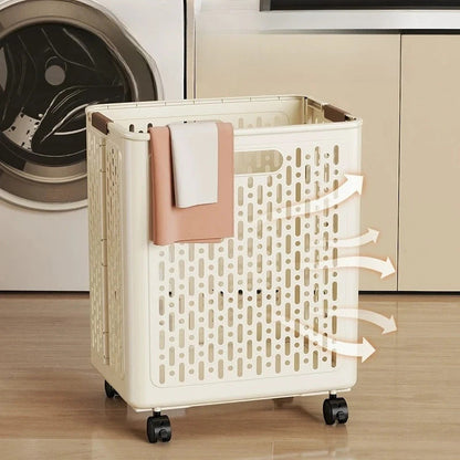 Foldable Dirty Laundry Storage Basket with Optional Wheels