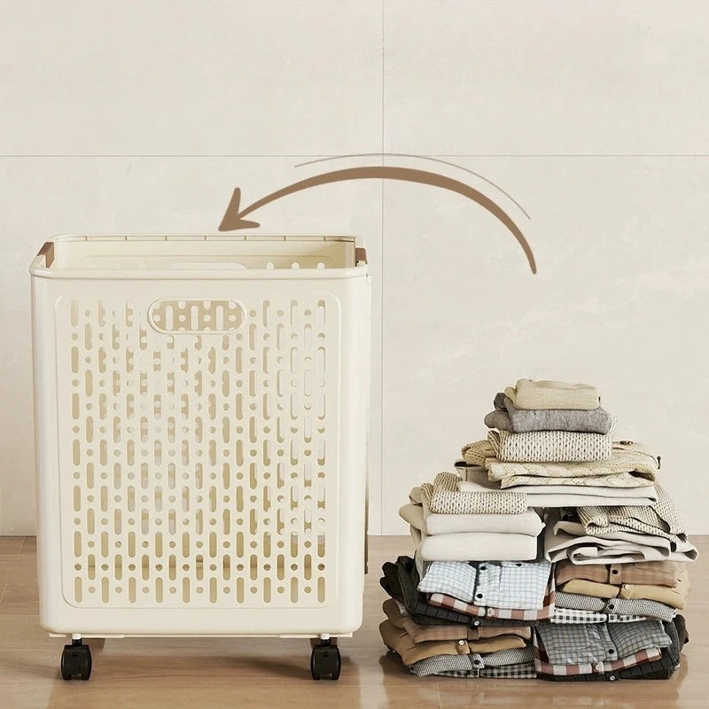 Foldable Dirty Laundry Storage Basket with Optional Wheels