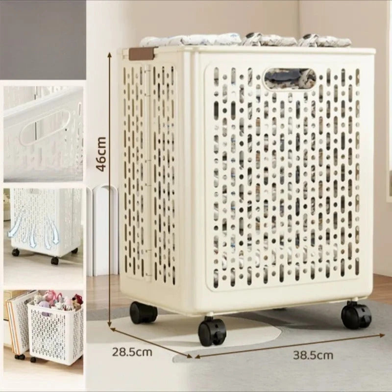Foldable Dirty Laundry Storage Basket with Optional Wheels