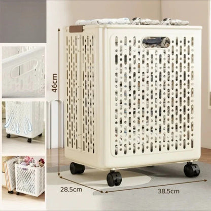 Foldable Dirty Laundry Storage Basket with Optional Wheels