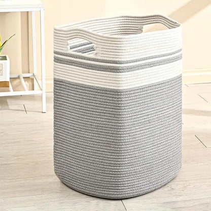 78L Foldable Fabric Rope Laundry Basket in Gray