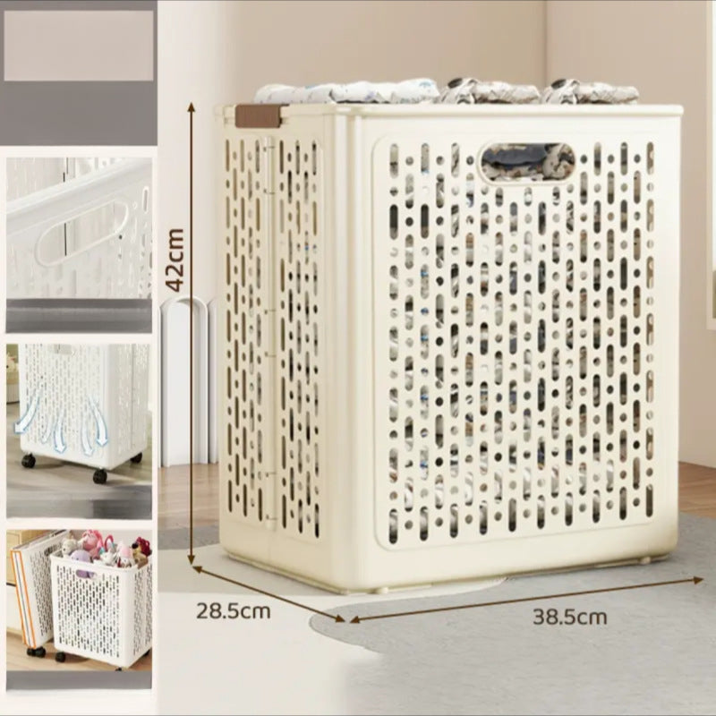 Foldable Dirty Laundry Storage Basket with Optional Wheels