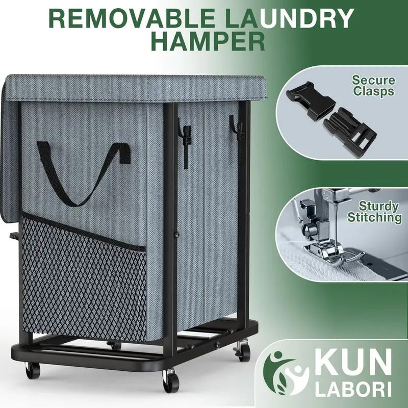 190L Large Capacity Laundry Basket with Wheels in Bronze