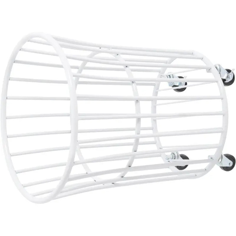 Metal Laundry Basket with Wheels Portable Storage Basket in White