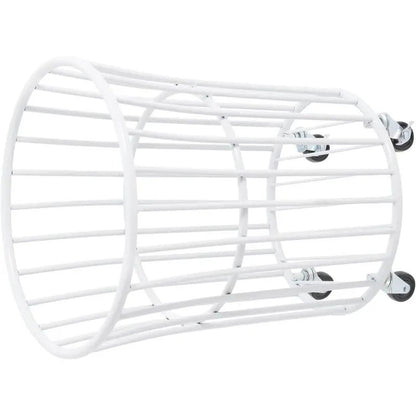 Metal Laundry Basket with Wheels Portable Storage Basket in White