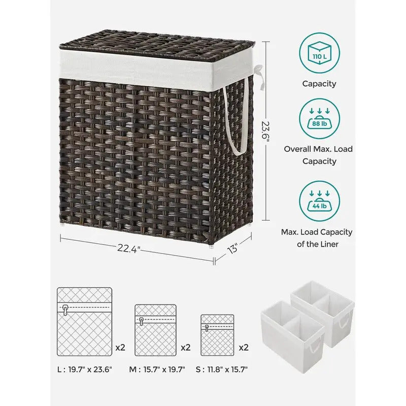 110 Liter Rattan Style Laundry Basket for Home Use