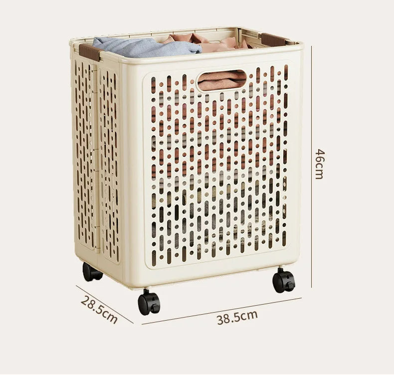 Foldable Dirty Laundry Storage Basket with Optional Wheels