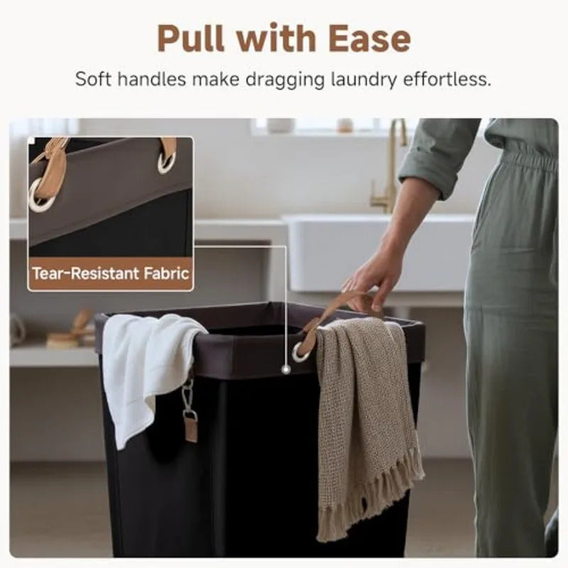 Large Wheeled Laundry Basket Household Storage Basket in Black
