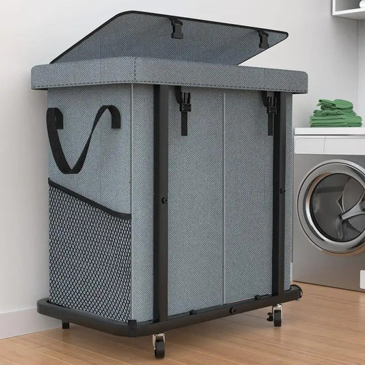 190L Large Capacity Laundry Basket with Wheels in Bronze