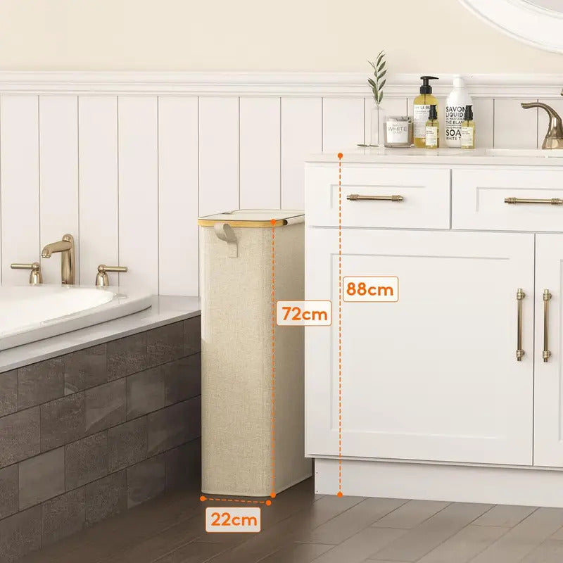 65 Liter Laundry Basket with Detachable Lid in Beige
