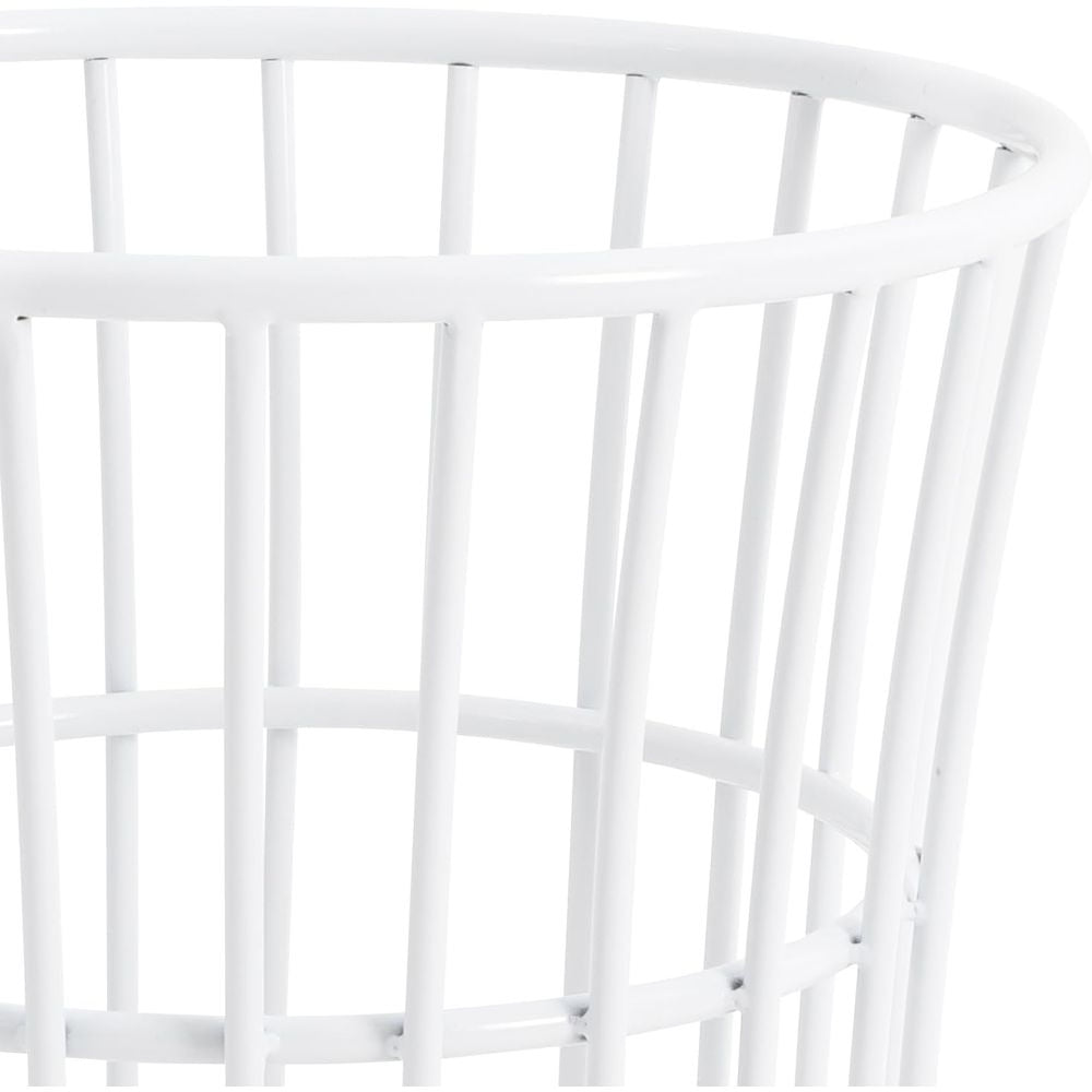 Metal Laundry Basket with Wheels Portable Storage Basket in White