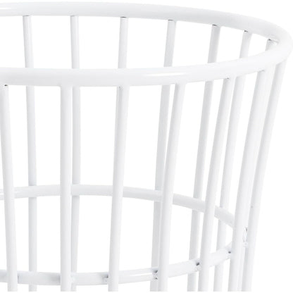 Metal Laundry Basket with Wheels Portable Storage Basket in White