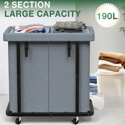 190L Large Capacity Laundry Basket with Wheels in Bronze