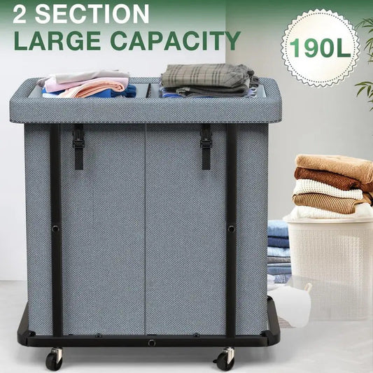190L Large Capacity Laundry Basket with Wheels in Bronze