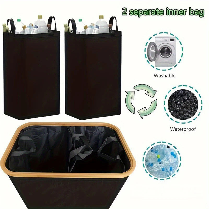 140L Foldable Oxford Double Layer Laundry Basket in Black