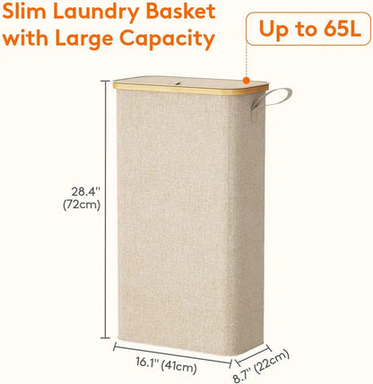 65 Liter Laundry Basket with Detachable Lid in Beige