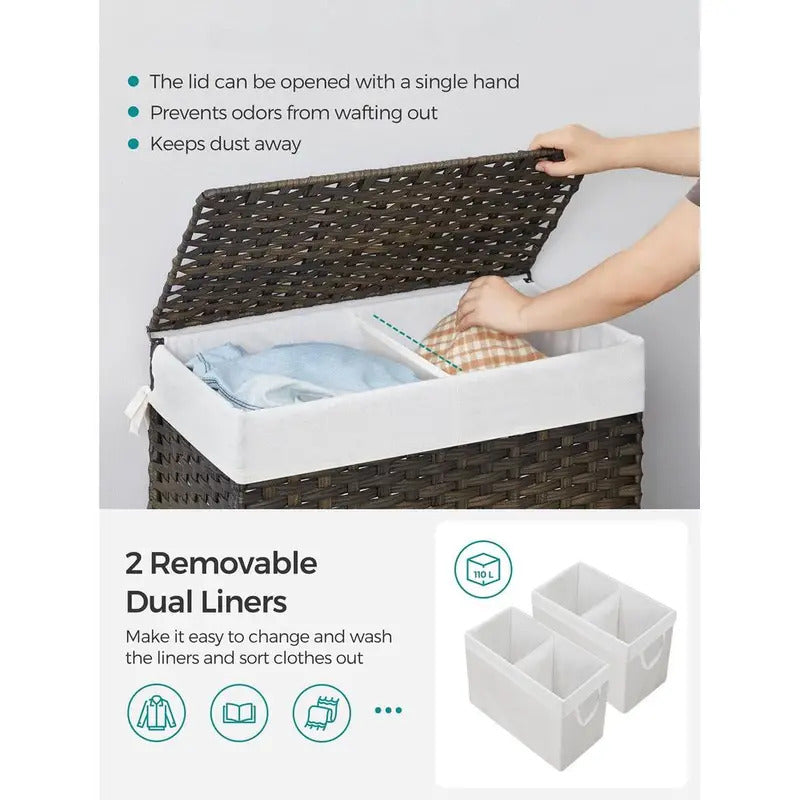 110 Liter Rattan Style Laundry Basket for Home Use