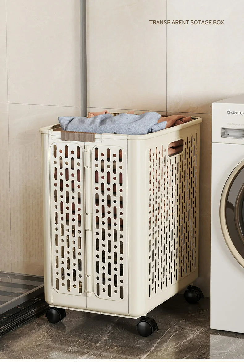 Foldable Dirty Laundry Storage Basket with Optional Wheels
