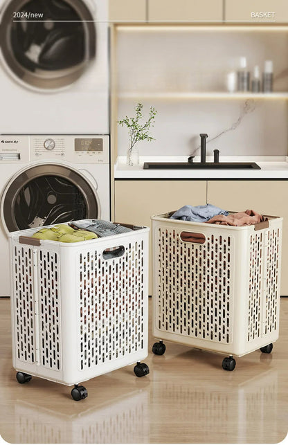 Foldable Dirty Laundry Storage Basket with Optional Wheels