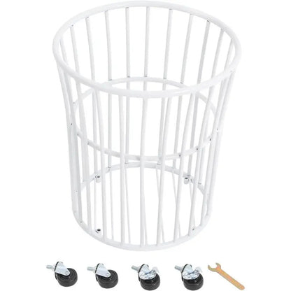 Metal Laundry Basket with Wheels Portable Storage Basket in White