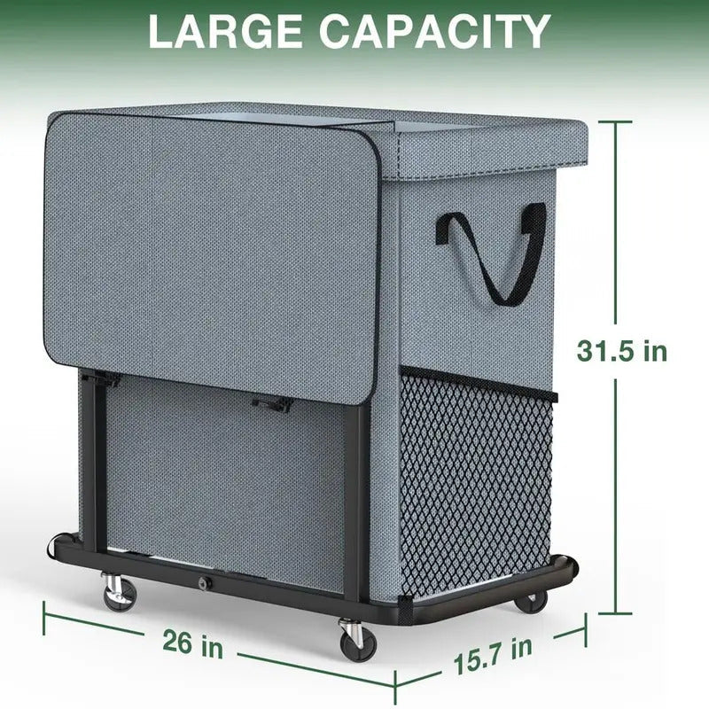 190L Large Capacity Laundry Basket with Wheels in Bronze