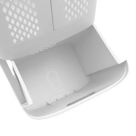 Double Layer Rolling Laundry Basket for Laundry Room in Ivory